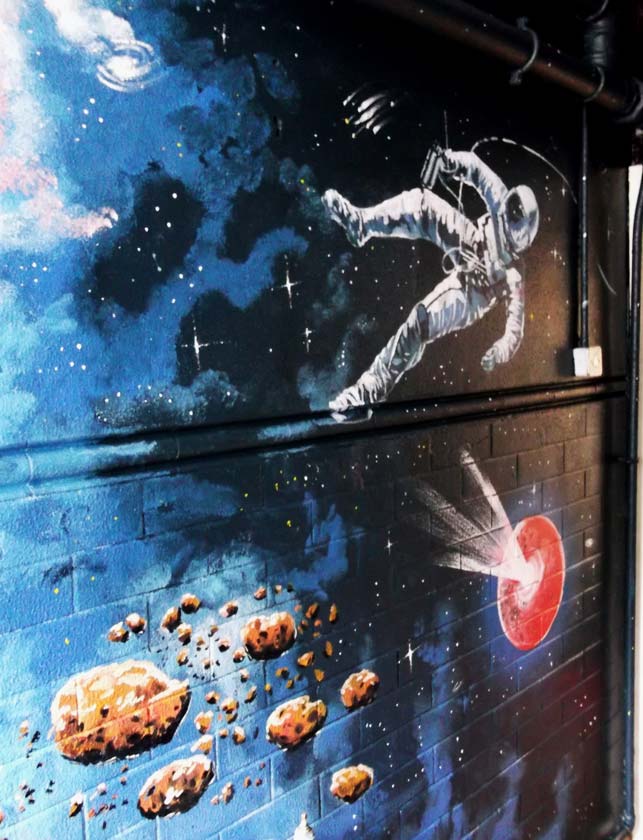 Space scene on wall